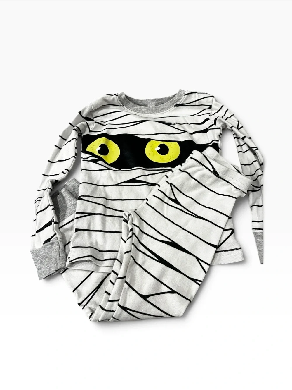 Carter's White, Gray & Yellow Mummy Pajama Set EUC